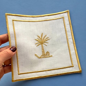 Pure <b>Linen</b> Napkin Cocktail Handmade Washable Embroidered <b>Table</b> <b>Cloth</b> 100% <b>Linen</b> for Wedding Organic Fabric Custom LOGO - Product Image 2