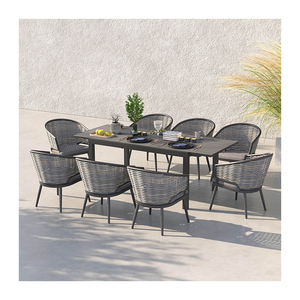 Ensemble <span class=keywords><strong>de</strong></span> salle à manger d'extérieur en aluminium AJUNION pour <span class=keywords><strong>8</strong></span> <span class=keywords><strong>personnes</strong></span>, mobilier <span class=keywords><strong>de</strong></span> <span class=keywords><strong>jardin</strong></span> <span class=keywords><strong>de</strong></span> restaurant <span class=keywords><strong>de</strong></span> luxe, chaise en osier tressé et <span class=keywords><strong>table</strong></span> à manger extensible - Product Image 1