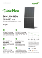 Panel Surya Jinko Tier 1 605W 610W 615W 620W 625W 630W 66HL4M-BDV Tiger Neo N-Type TOPCon Mono Bifacial Dual Glass PV Modules