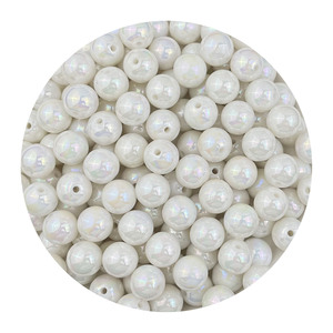 Perles rondes blanches Aurora 4-16mm, perles acryliques irisées en vrac pour la fabrication de bijoux, accessoires de bricolage, vente en gros - Product Image 2