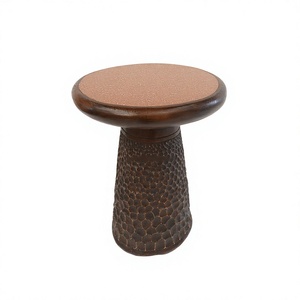 Mesa Auxiliar Redonda de Madera de Teca de Lujo Moderno para Sala de Estar, Dormitorio y Decoración de Interiores del Hogar - Product Image 1