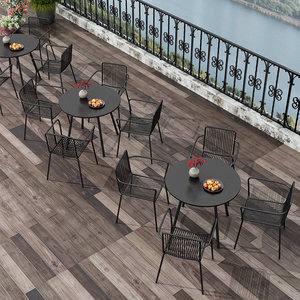 <span class=keywords><strong>Table</strong></span> carrée moderne en fer forgé pour balcon, mobilier d'extérieur, protection solaire, combinaison <span class=keywords><strong>table</strong></span> et chaises pour jardin et cour - Product Image 3