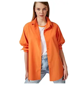 Blusa feminina vestido baixo, camisa feminina casual de manga comprida, solta, com botão, roupa modular, 2023