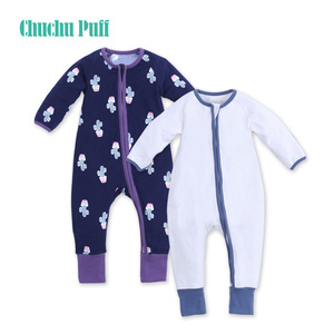 2019 New arrival Pajamas baby Onesie baby sleeve rompers with invested and zipper's printout - Product Image 1