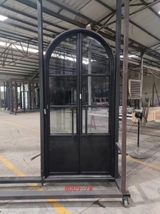 Porte d'entrée en acier profilé mince 2026 avec double vitrage cannelé trempé et finition <span class=keywords><strong>peinture</strong></span> fluorocarbone - Product Image 5
