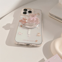 Porte-ours mignon aspiration magnétique adapté pour iPhone 16 15 Promax coque de téléphone douce 13 anti-chute 12 11