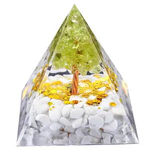 Wholesale Olivine Tree Howlite Crystal Orgonite Orgone Pyramid Desk Ornaments Crafts Healing Stone