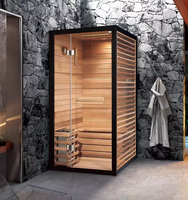 Luxuriöse Einzelpersonen-Infrarot-Saunakabine für den Innenbereich, Mini-Holzsauna für Zuhause, Entgiftungs-Trockenwärme-Saunakabine, unterstützt OEM und individuelles Logo