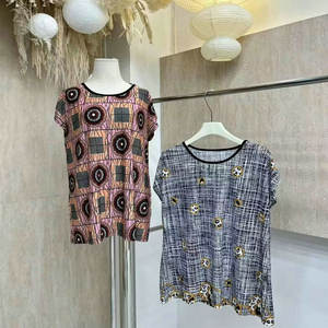 Maglietta modello FYK183 da 1,43 dollari, a maniche corte, vestibilità ampia, taglie forti, abbigliamento <span class=keywords><strong>donna</strong></span>, t-shirt con <span class=keywords><strong>motivi</strong></span>. - Product Image 3