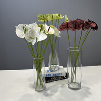 Mini Anthurium réaliste fait main en plastique pour mariage, remise de diplôme et décoration intérieure – Plante décorative, fleurs artificielles synthétiques