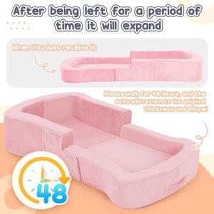 <b>Kids</b> Folding Foam <b>Sofa</b> Bed 20mm Thick Pink Foldable Contemporary Design For Toddlers And Babies - Product Image 3