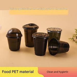 Custom Logo PET Material 16 oz Lidded Disposable <b>Cold</b> Drink <b>Cup</b> Black Disposable <b>Cold</b> Drink <b>Cup</b> - Product Image 2