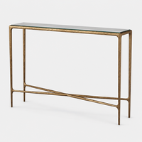 Table console moderne de luxe pratique avec base en métal massif forgé à la main et plateau en verre pour la maison, l'hôtel, le salon élégant