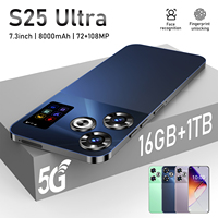 هاتف ذكي أصلي S25 Ultra بتقنية 5G وشريحتي اتصال، كاميرا خلفية 108 ميجابكسل، ذاكرة 16 جيجابايت + 1 تيرابايت، معالج عشاري النواة، ذاكرة وصول عشوائي 3 جيجابايت، معدل تحديث الشاشة 144 هرتز، عرض عالي الدقة