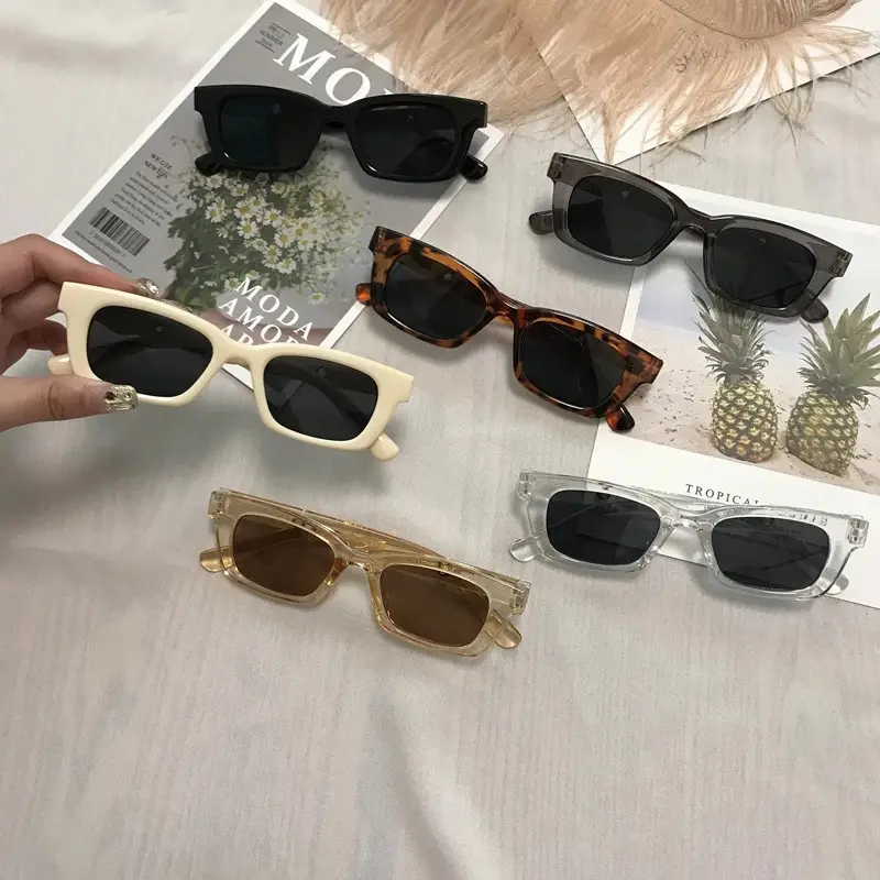 2021 새로운 여성 빈티지 사각형 선글라스 브랜드 디자이너 고양이 눈 아세테이트 선글라스