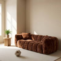 VONLIVA Nordic Pumpkin Reclining Sofa, Fauteuil de salon design monoplace, Canapé en bois et éponge de style français vintage deux ou trois places