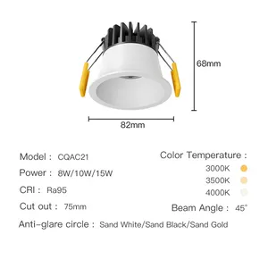 XRZLux IP65Ledダウンライト防水埋め込み式器具8W10WLedダウンライトアルミニウムアンチグレア天井スポットライト