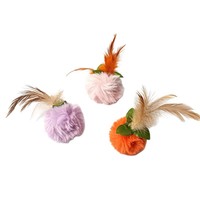 Jouet pour chat en peluche en forme de kaki avec plume pour mordre, chasser et jouer en interactivité