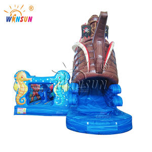 WINSUN Château gonflable avec toboggan et parcours d'obstacles en PVC, thème bateau pirate pieuvre, taille personnalisée, installation facile - Product Image 2