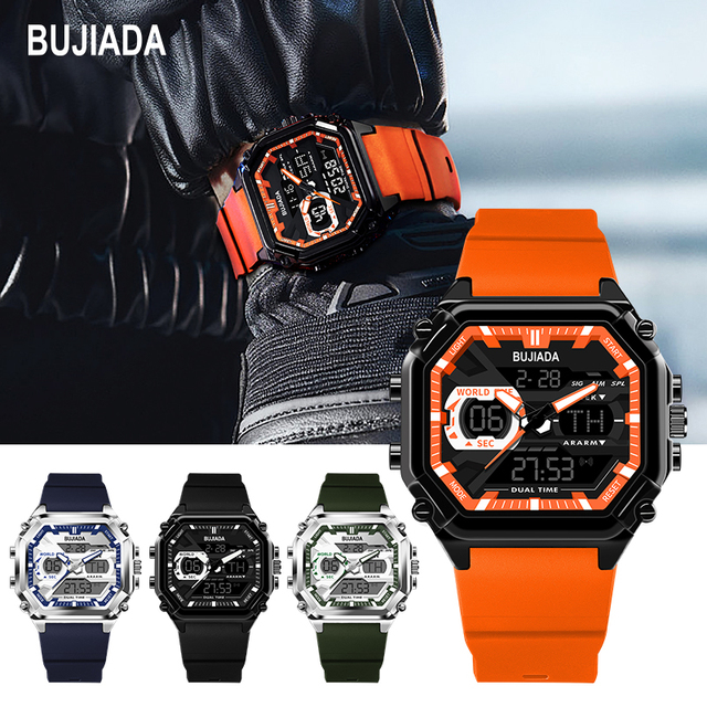 Customized Men's Waterproof Sport Quartz Digital Watch with Multi-Function LED Double Display Business Alloy Case