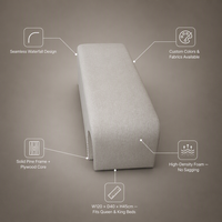 Banc d'appoint moderne rembourré effet cascade, avec structure en bois massif et tissu polyester chiné, ottoman pour chambre d'hôtel et salon