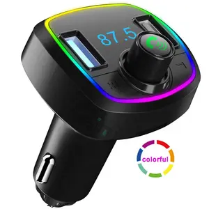 colorful light USB car charger bluetooth handsfree music audio wireless fm transmitter radio bluetooth car kits car mp3 player