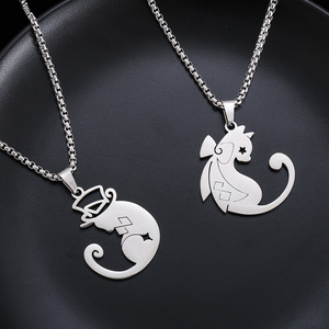 สร้อยคอจี้ไทเทเนียมสตีล จี้รูปแมว แม่มด ลินเน็ต ลินี จากเกม Genshin Impact สำหรับคอสเพลย์ พร้อมพวงกุญแจ เครื่องประดับ - Product Image 1