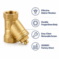 Filtro en Y de Latón Roscado NPT Sin Plomo para Tuberías de Agua y Gas, Sistema HVAC