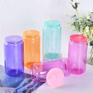 Ready to Ship Colorful Blank 16Oz Neon Colored Plastic Cans <b>With</b> Plastic <b>Lids</b> for UV DTF Wraps - Product Image 4