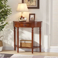 Console murale semi-circulaire en bois massif pour entrée, couloir ou salon, super étroite, style américain