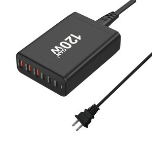Gan công nghệ 6 cổng 120W <span class=keywords><strong>USB</strong></span> C PD sạc nhanh Type-C PD 650W <span class=keywords><strong>USB</strong></span>-A QC3.0 gan sạc cho MacBook máy tính xách tay Máy tính để bàn <span class=keywords><strong>Hub</strong></span> sạc - Product Image 3