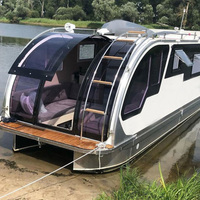 Nouveau design de maison ponton de luxe en aluminium bateau maison flottante de luxe Yacht amphibie soudé préfabriqué avec moteur hors-bord
