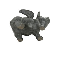 Figurine de cochon volant en fonte vintage avec ailes, ornement décoratif d'animal pour table et jardin, pour la décoration de la maison et un cadeau unique