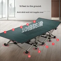 Lit simple pliable en alliage de fer doublement renforcé avec un simple inclinable pour adultes, à utiliser à la maison, au bureau et en camping