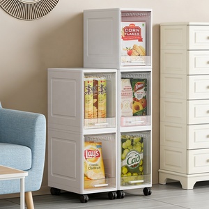 DAYOOH Organizzatore <span class=keywords><strong>Angolare</strong></span> Trasparente a 5 Ripiani, Armadio di Stoccaggio in Plastica Stretto con Ruote Impermeabile per Cucina, Bagno, Soggiorno - Product Image 2