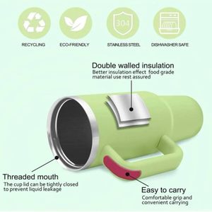 Adventure Vacuum Metal Cup Stainless Steel Travel Mug 40oz <b>Insulated</b> Handle <b>Tumbler</b> <b>With</b> Lids and <b>Straw</b> - Product Image 5