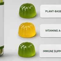 Gommes multivitaminées végétaliennes à base de plantes, 60 unités, saveur naturelle de fruits, pour adultes