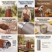 Gobelet isotherme sous vide 600 ml avec revêtement en titane pur, maintien de la chaleur 24h, texture martelée, étui de transport en cuir, logo personnalisé, vente en gros