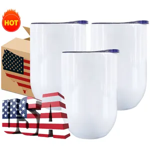 Vaso de vino recto con tapas deslizantes para café y cerveza, vaso de doble pared con aislamiento al vacío por sublimación, 12oz, almacén de EE. UU., RTS SS304