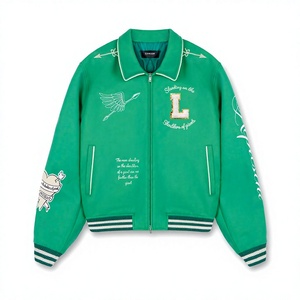 Custom Wool Varsity <b>Jacket</b> Men Genuine <b>Leather</b> Sleeves Knitted High Quality Plus Size <b>Winter</b> Casual Waterproof Button Down OEM - Product Image 5