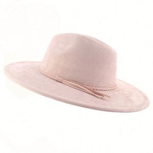 New Arrival Fashion Trendy 9.5cm Wide Brim Polyester Suede Fedora <b>Hats</b> <b>for</b> Hand Burnt Article - Product Image 4