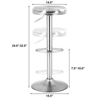 Tabouret de Bar et de comptoir pivotant en similicuir moderne, carré, hauteur réglable, dessus rond argenté, dos nu, en acier inoxydable