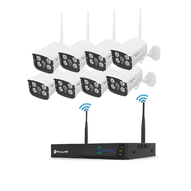 China Manufacturer's 8CH H.265 NVR Outdoor WiFi IP Camera 2MP Wireless Security CCTV NVR Kits with Night Vision & CMOS Sensor