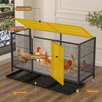 Jaula y gallinero para pollos de uso doméstico, de malla de alambre engrosada anti-visones, tubo cuadrado con ruedas para cría de pollos, espaciado de 2 cm