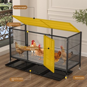 <span class=keywords><strong>Cage</strong></span> et poulailler pour poulets domestiques, en treillis métallique épaissi anti-écureuil, tube carré <span class=keywords><strong>avec</strong></span> roues pour l'élevage de poulets, espacement des mailles de 2 cm - Product Image 2