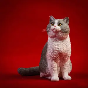 3D симпатичная Реалистичная смола, британская скульптура shothair cat/домашняя скульптура черного кота для сада и украшения дома или подарка