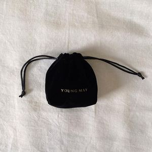 High Quality Luxury Flannel <b>Drawstring</b> <b>Pouch</b> Black Color Gift Jewelry Packaging Bag Velvet Bag with Custom logo for Jewellery - Product Image 1