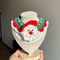 Collier de Noël et du Nouvel An pour chat en fibre acrylique mignon avec clochette, écharpe tricotée et bavoir