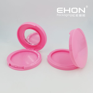 Factory Round Cosmetic <b>Compact</b> Case with <b>Mirror</b> Portable Makeup Container Empty Blush Powder Box ABS Packaging - Product Image 3