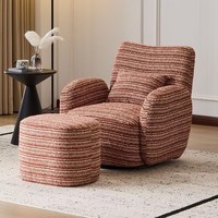 Fauteuil de détente et chaise longue pivotante à 360 degrés, surdimensionnée et confortable, avec repose-pieds, pour salon - Vente en gros